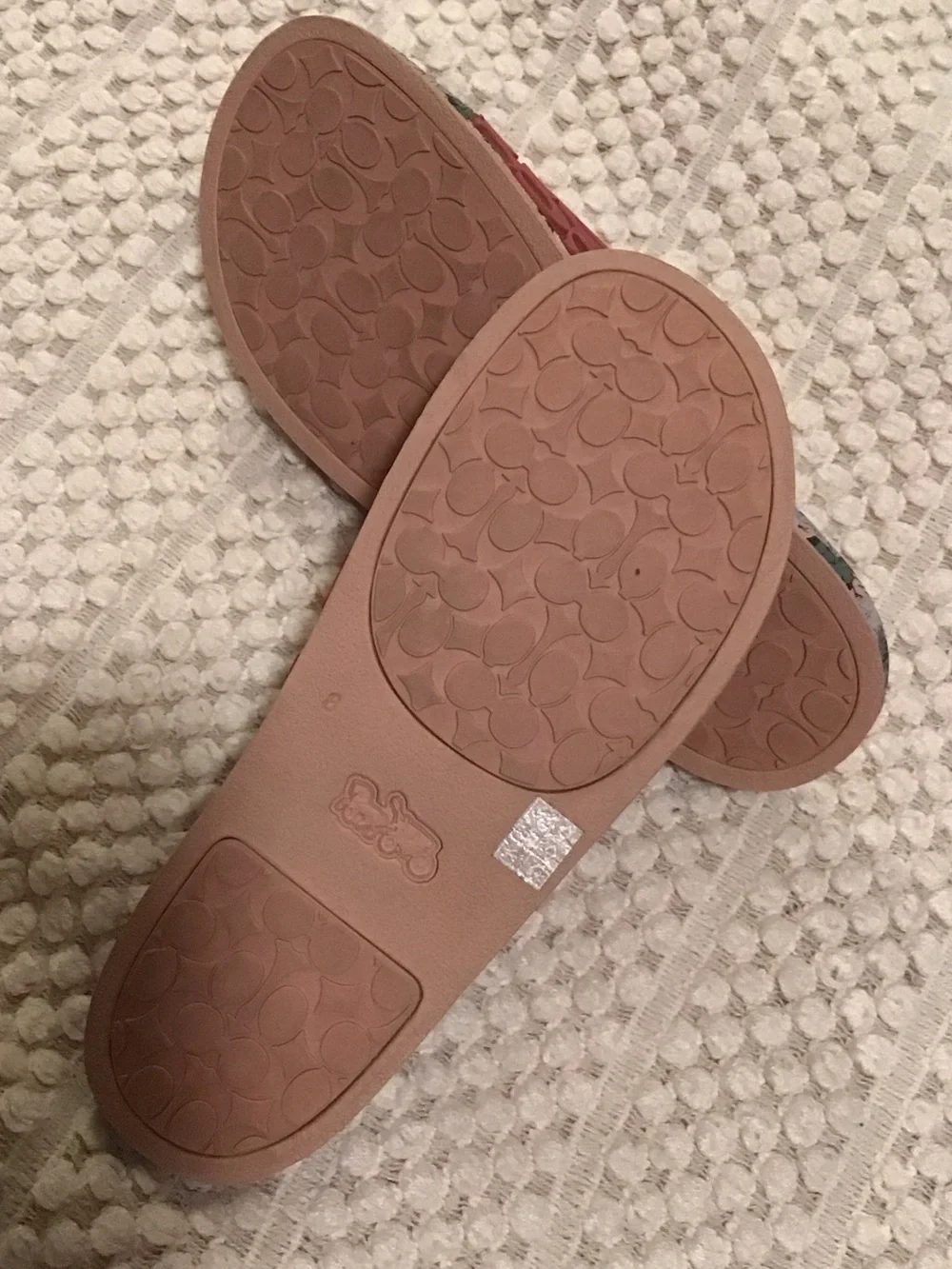 Coach Red Logo Floral Print Slide Sandals